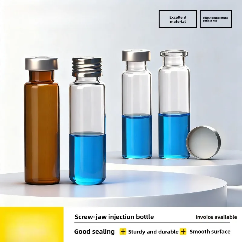 

10-60ml Clear Round Bottom Screw Thread Headspace Vial with Brown Crimp Cap Glass Sample Bottle PP Hole Cap PTFE Septa