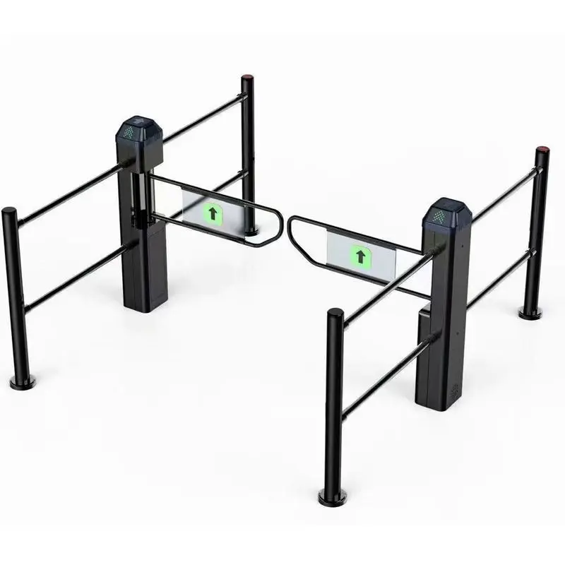 Supermarket induction door black titanium-plated insulation safety swing arm road supermarket automatic induction door intell
