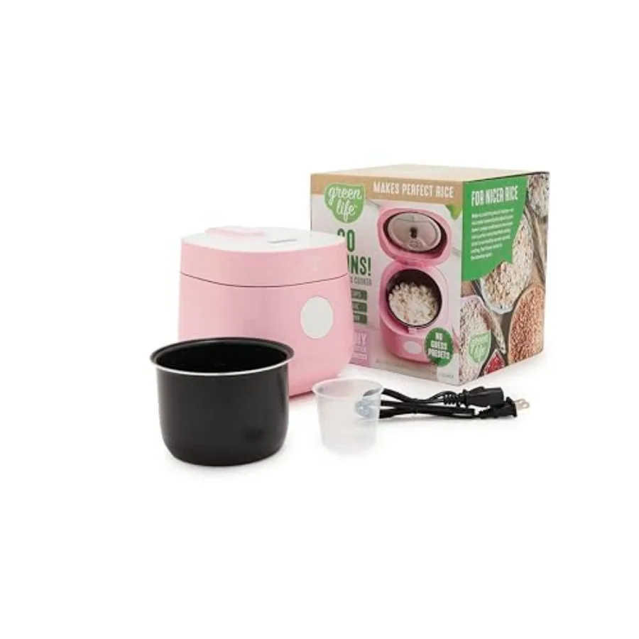 Digital Rice Cooker 2-Cups Uncooked/4-Cups Cooked Removable Nonstick Ceramic PFAS-Free Pot One-Touch Presets Oats Quinoa Brown