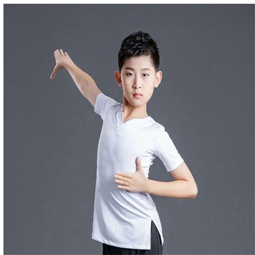 少年プロフェッショナル長袖ラテンダンスシャツ子供ラテンシャツ衣装社交衣装体操練習ダンス衣装