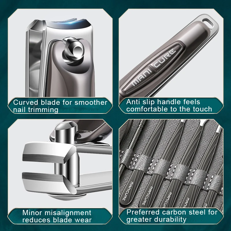 10 pçs/set Conjuntos de Manicure de Luxo Portátil Kits de Pedicure de Aço Inoxidável Com Capa de Couro, Pés Facial Mãos Ferramentas de Cuidados Pessoais