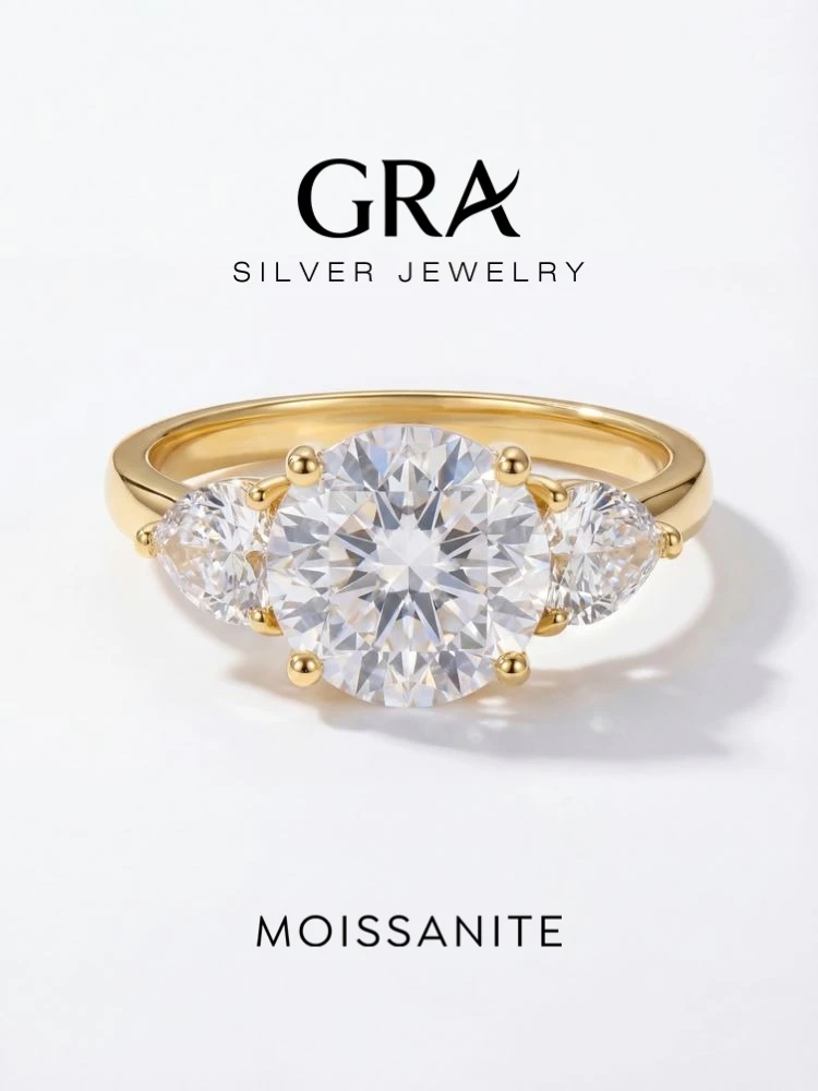 GRA Mode 3CT Große Moissanit Diamant Ringe für Frauen Doppel Herz Zirkon 925 Sterling Silber Eternity Engagement Edlen Schmuck