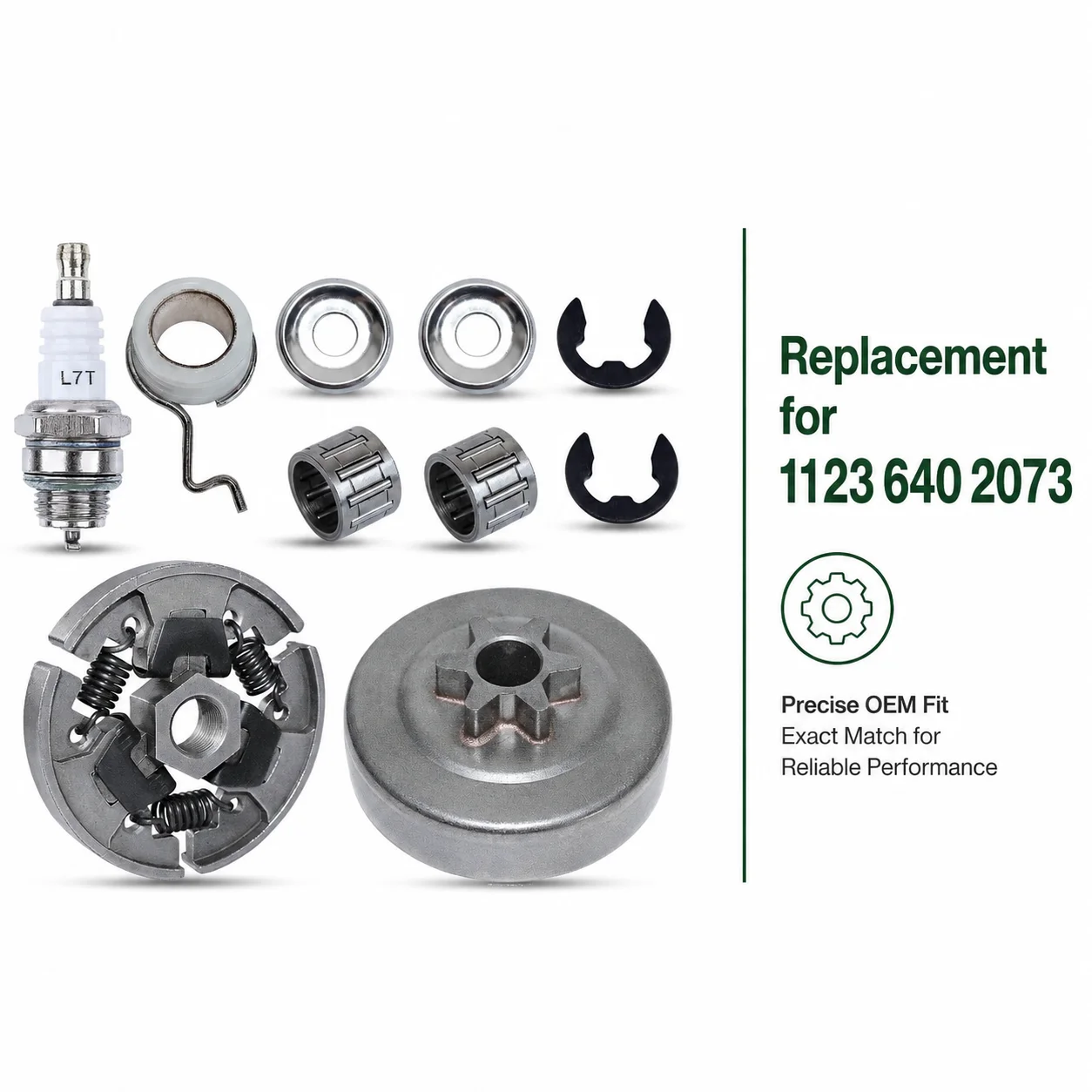 For Stihl 019T MS191 MS211 Chainsaw Clutch Drum Sprocket Kit with Bearing Washer Replace 11236402073 11230071001 11236407102
