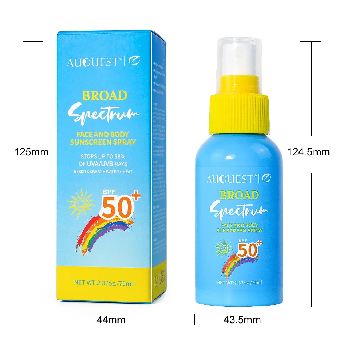 AUQUEST Spray protetor refrescante não gorduroso verão ao ar livre facial corpo mão costas spray protetor cosméticos maquiagens por atacado