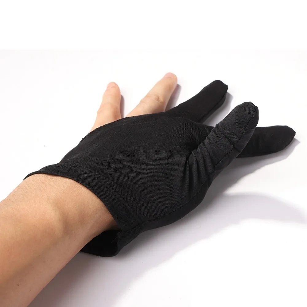 Black Snooker Billiard Gloves Slip-proof Lightweight Billiards Glove Breathable Reusable Three-finger Gloves Table Ball