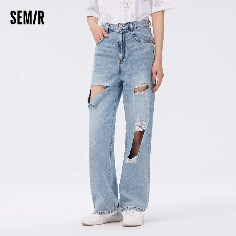 Semir Jeans Women Cotton Broken Trousers 2024 New Summer Tide Cool Demin Jeans For Women