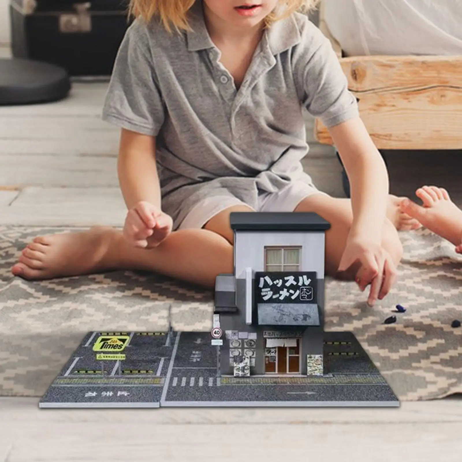 Escala 1:64 Ramen Shop Diorama modelo Micro paisaje arquitectónico adorno de escritorio calibre S proyectos de bricolaje decoración de paisaje urbano