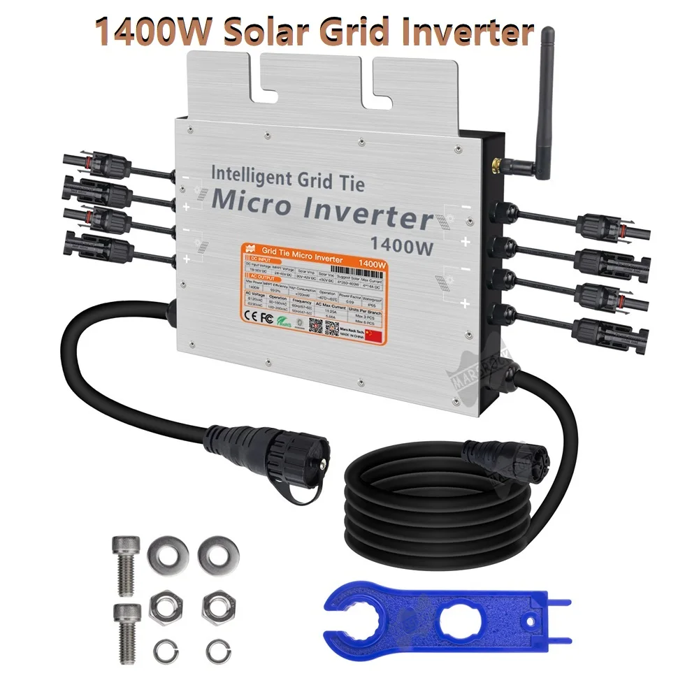 1400W Micro Solar On Grid Inverter 18V-50VDC To AC 80V-160V or 180V- 280V Dual MPPT Wifi  For PV Solar Panel 4*350W