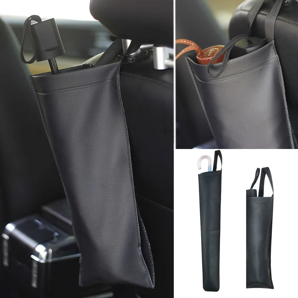 

Car Seat Back Auto Tidying Umbrella Storage Bag Waterproof Car Organizer Tool Synthetic Leather Umbrella Storage Bag Holder