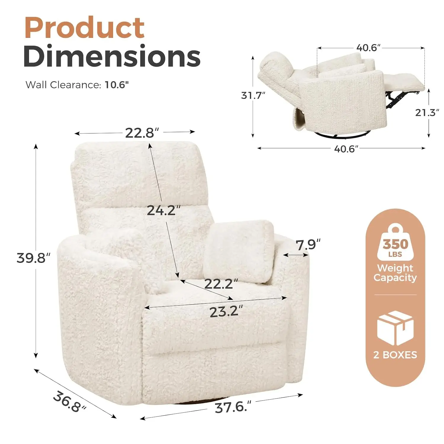 Power Swivel Rocker Recliner Chair, Nursery Glider Rocking Chair for Adults with Nightlight and USB & Type-C Ports,, Customized