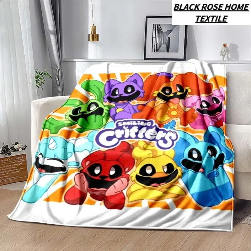 Fashion Art Print Cartoon Anime S-smiling critters Blanket Outdoor Car Travel Portable Camping Warm Cover Blanket Birthday Gift