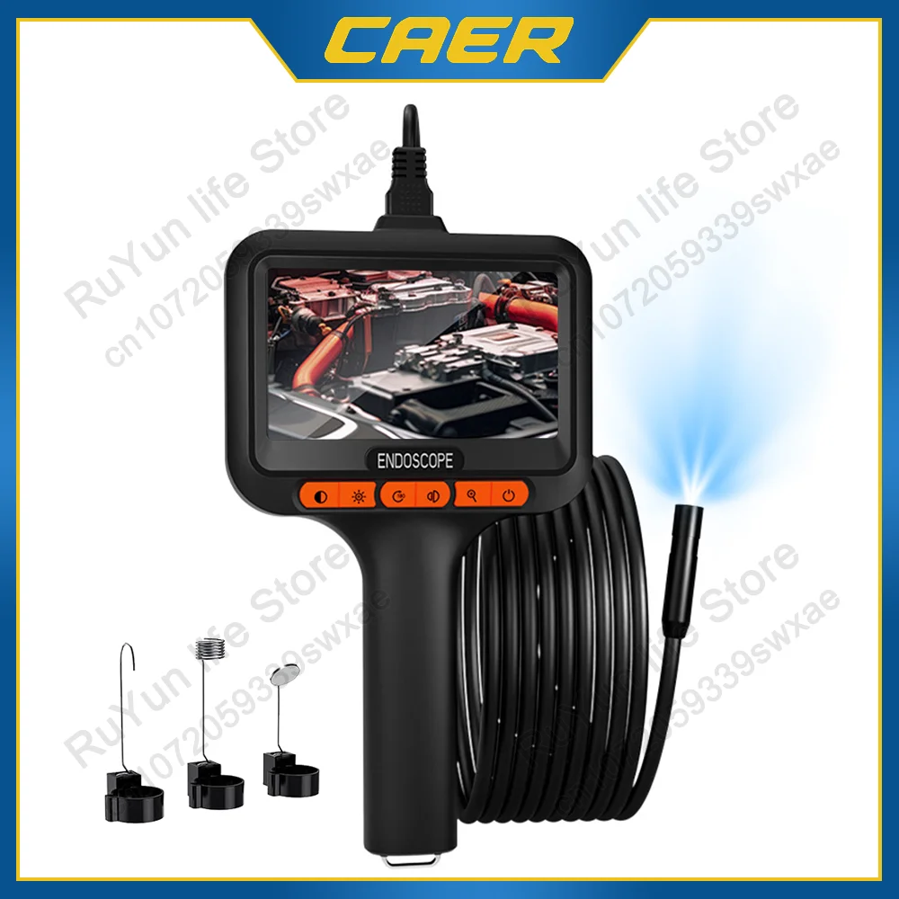 Caer 4.3 Inch IPS Screen Industrial Endoscope Camera 8mm Lens Pipe Inspection Borescope IP67 Waterproof for Checking Car Sewer