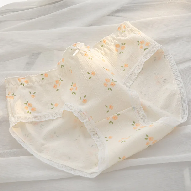 SP&CITY Cute Printed Cotton Underpants For Women Lace Strawberry Cherry Cartoon Panties Student Soft Breathable Seamless Briefs