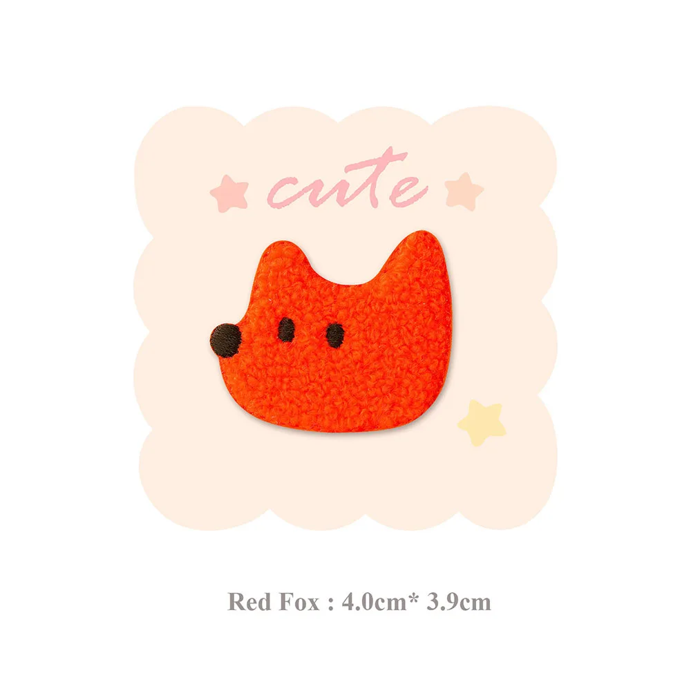 1 Piece Cartoon Fox Rabbit Wolf Bear Embroidery Repair Patches Hairpin DIY Sticker Cute Small Glue Patch