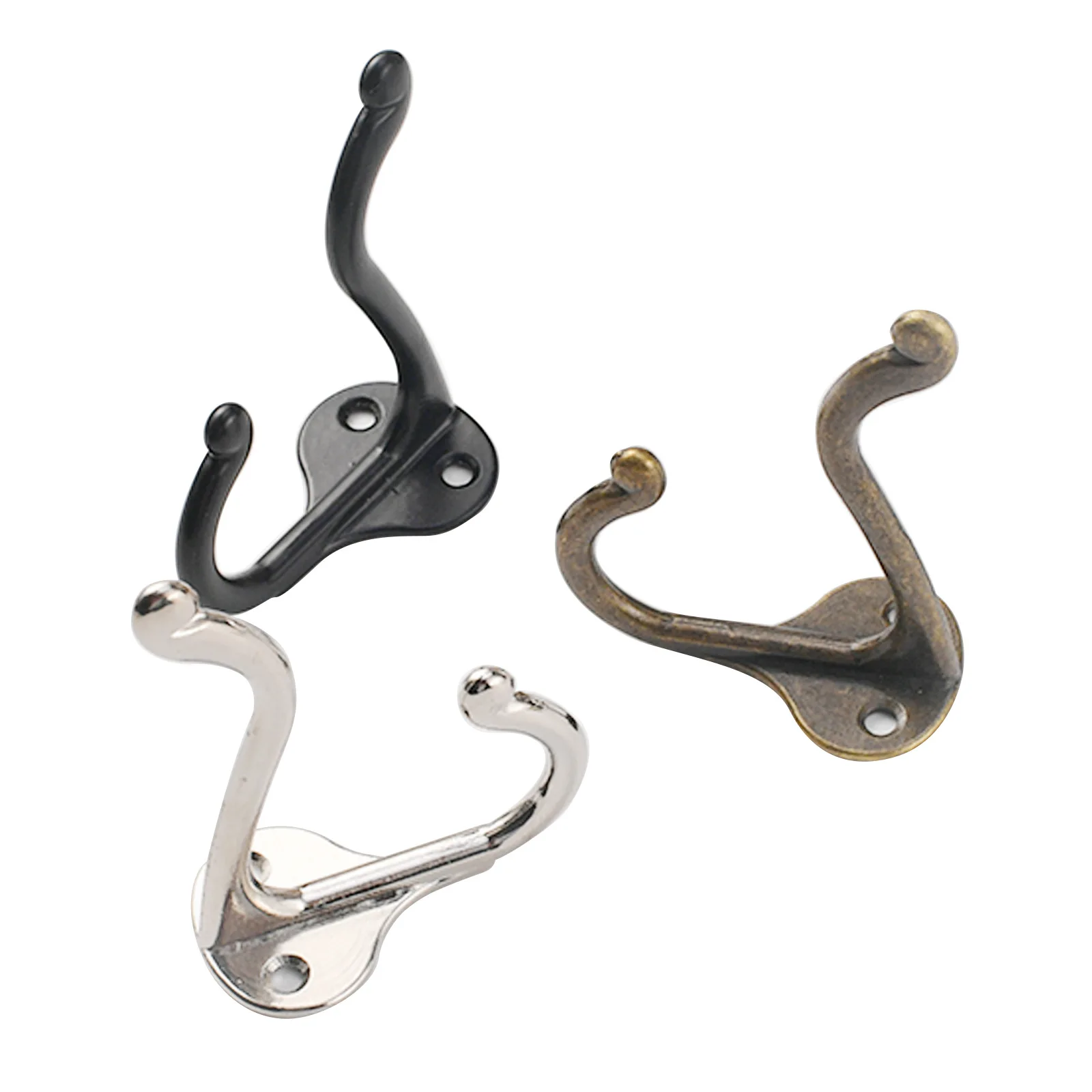 레트로 새로운 중국어 홈 개선 액세서리 골동품 아연 합금 골동품 코트 후크 더블 홀 후크 문 교수형 옷