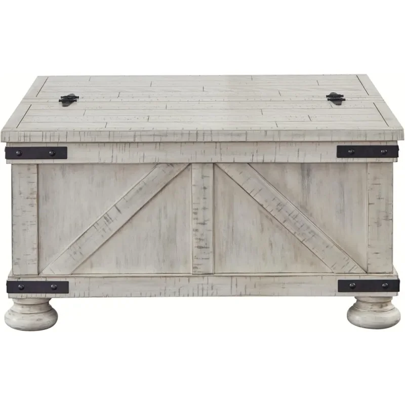 Casual Cocktail Table with Storage, Whitewash Coffee Table