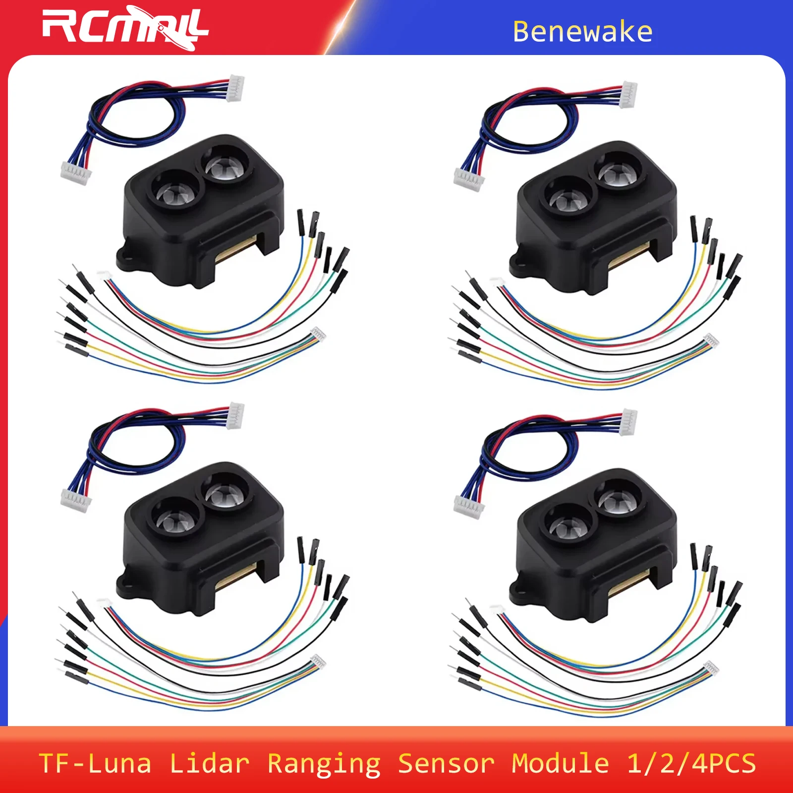 1/2/4PCS TF Luna Lidar Ranging Sensor Module Range Finder Sensor UART/IIC Single-Point Micro Ranging Module for Arduino Pixhawk
