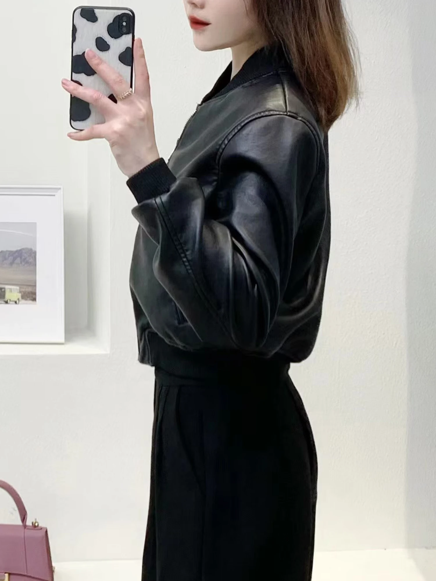 2023 Vintage Moto Pu Leather Jacket Biker Amerikaanse Honkbal Uniform Vrouwen Lente Windjack Jas Herfst Bovenkleding Hip Hop Zwart