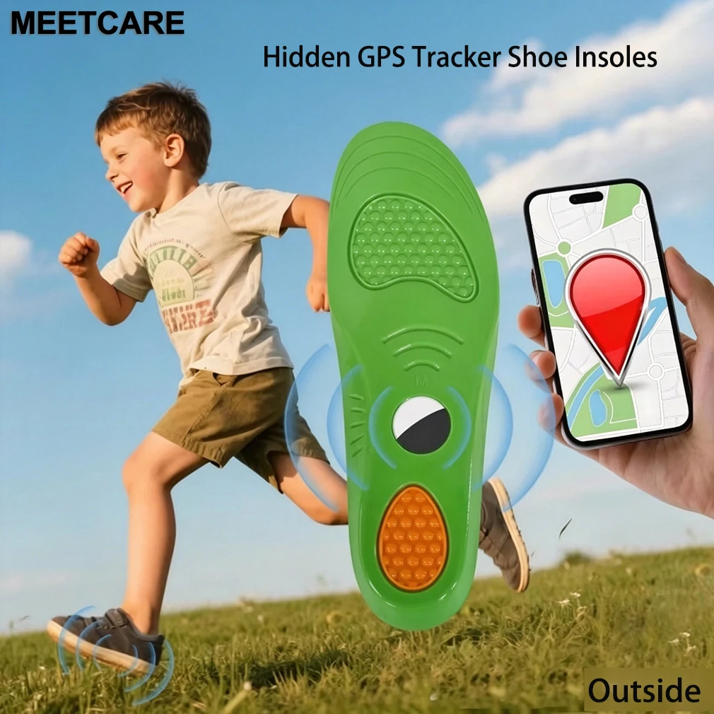 Hidden GPS Tracker Shoe Insoles Arch Support Durable Breathable Comfort Absorbing Orthopedic Gel PU Insert for Child & Elderly