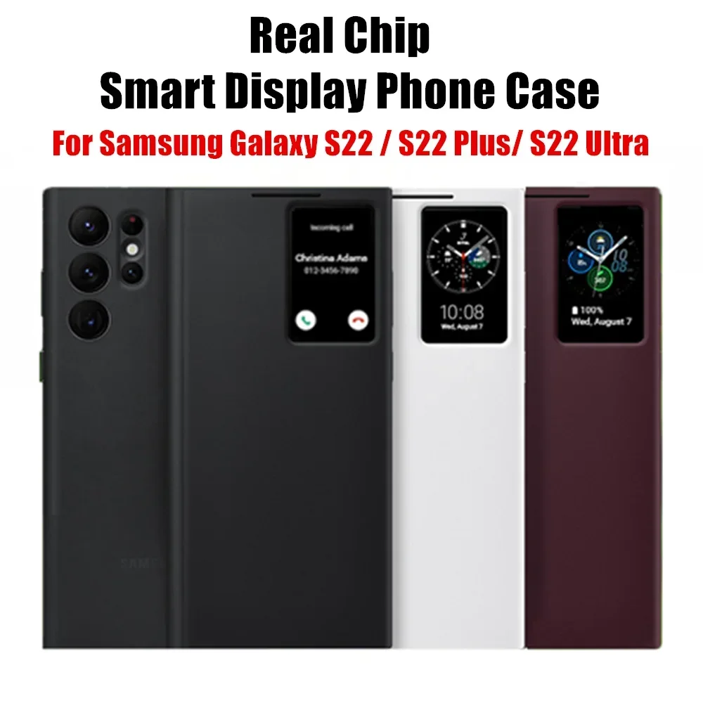 

Window Smart S-View Wallet Cover For Samsung Galaxy S22 Ultra S22 Plus S22+ Flip-free Answer Calls Intelligent Leather Cases