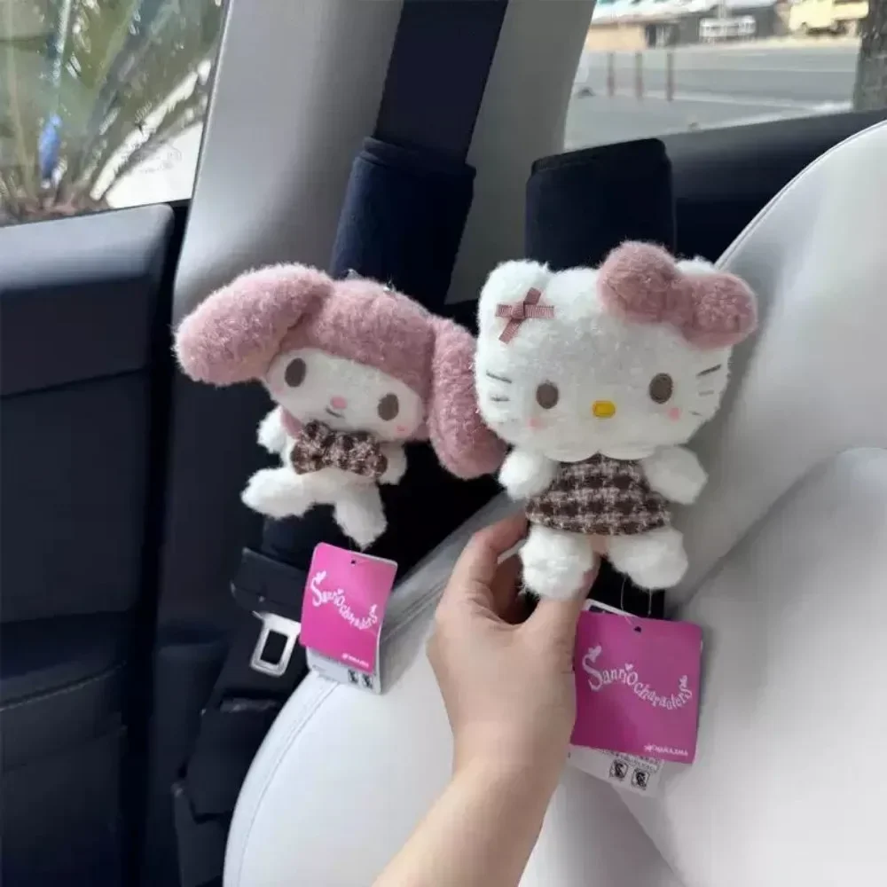 

Sanrio Cinnamoroll anime kawaii lovely doll seat belt cute cartoon kuromi Hello Kitty shoulder Protector Car gifts toys for kids