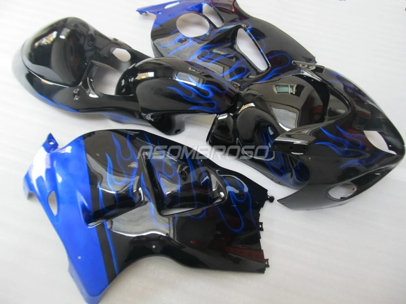 Motorcycle hot sale Fairing set for Suzuki 1996-2007 GSXR1300 96-07 GSXR1300 blue flames black Fairings parts