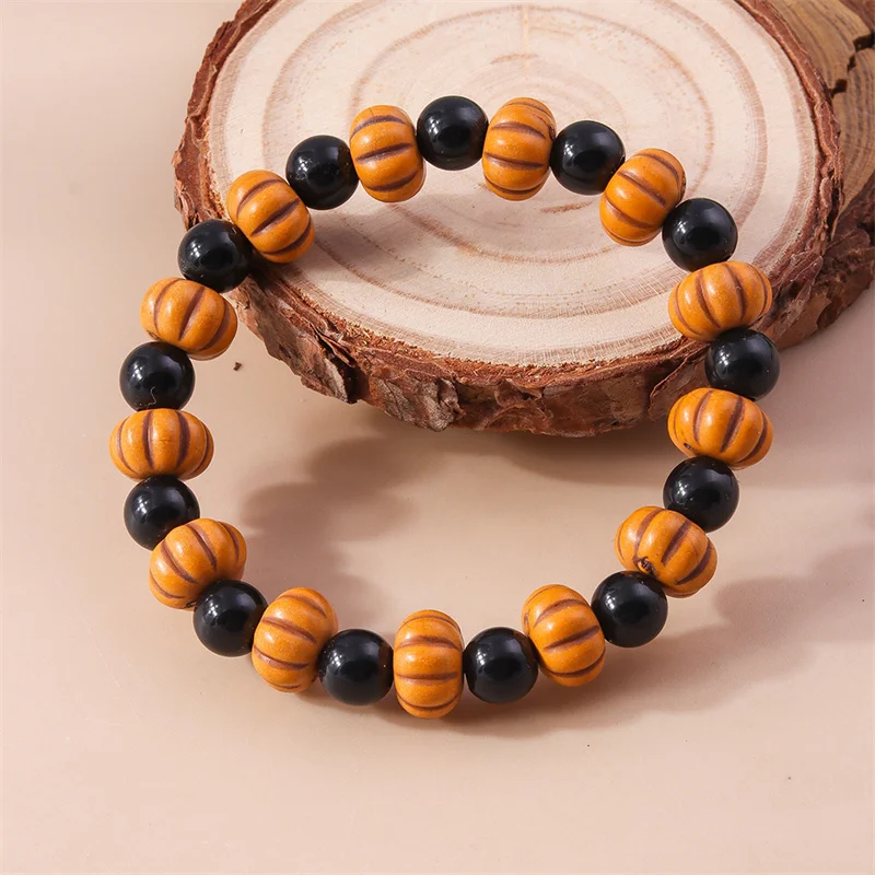 Aihua Punk Halloween Schädel Kürbis Armbänder für Frauen Männer Hip Hop Perlen Armbänder & Armreifen Halloween Schmuck Geschenke – Detail 7