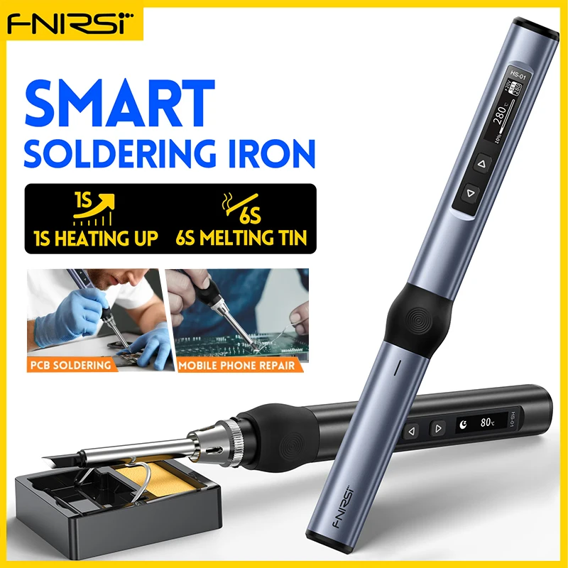 FNIRSI HS01 Portable Soldering Iron PD 65W Adjustable Constant Temperature Smart Soldering Iron Station Welding Repair Tools