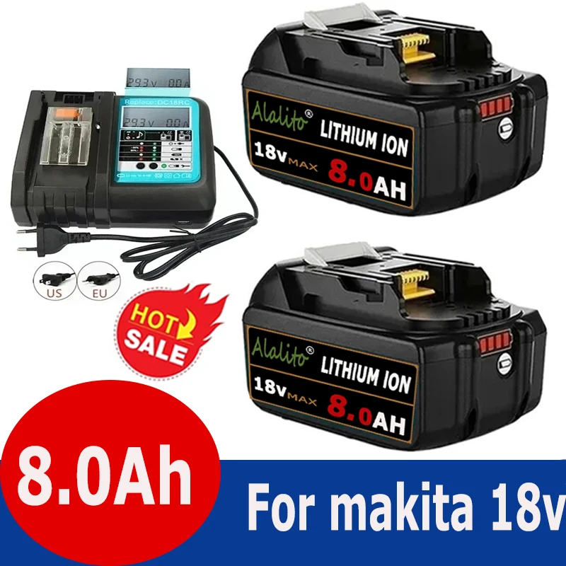 2024 18V 8.0Ah BL1860b Rechargeable Li-ion Battery For Makita 18 Volt Power Tools BL1860 BL1830b BL1850b BL1840 LXT-400 6A