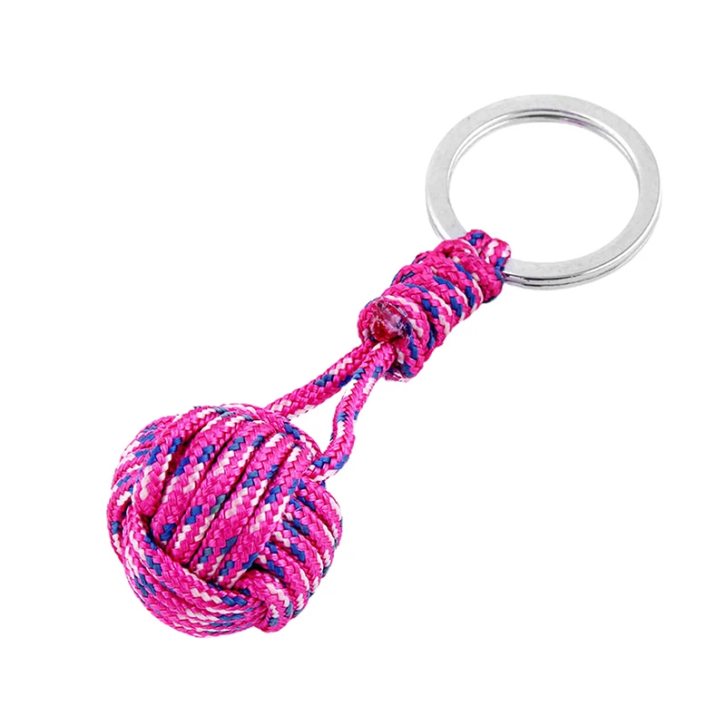 1PC Parachute Woven Rope Ball Keychain Lanyard Key Ring Monkey Fist Key Chains Chinese Ball Knot Ornament Pendant