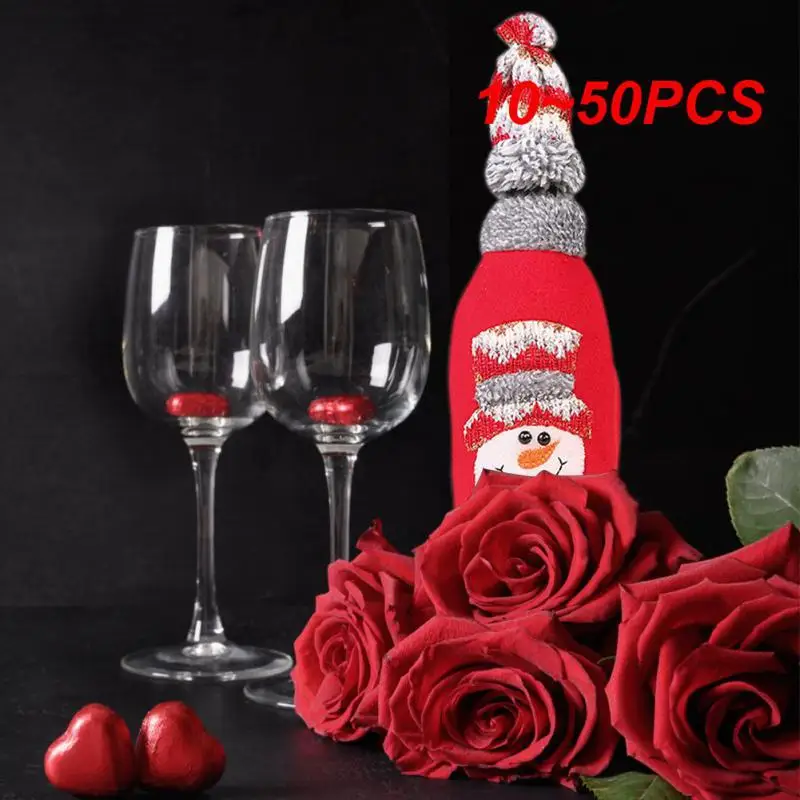 10~50PCS Santa Claus Bottle Cover Adjustable Seal Reusable Flannelette Non-woven Fabric Home Decoration Ornaments