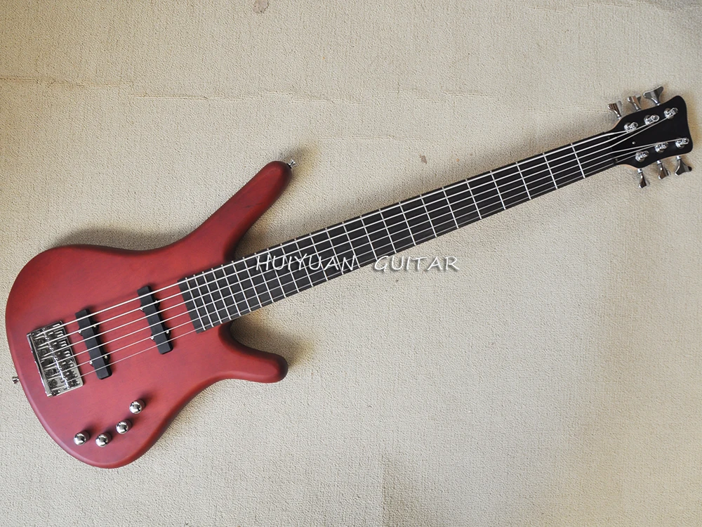 

6 Strings Matte Red Electric Bass Guitar with Rosewood Fretboard,24 Frets,Customized Logo/Color Available