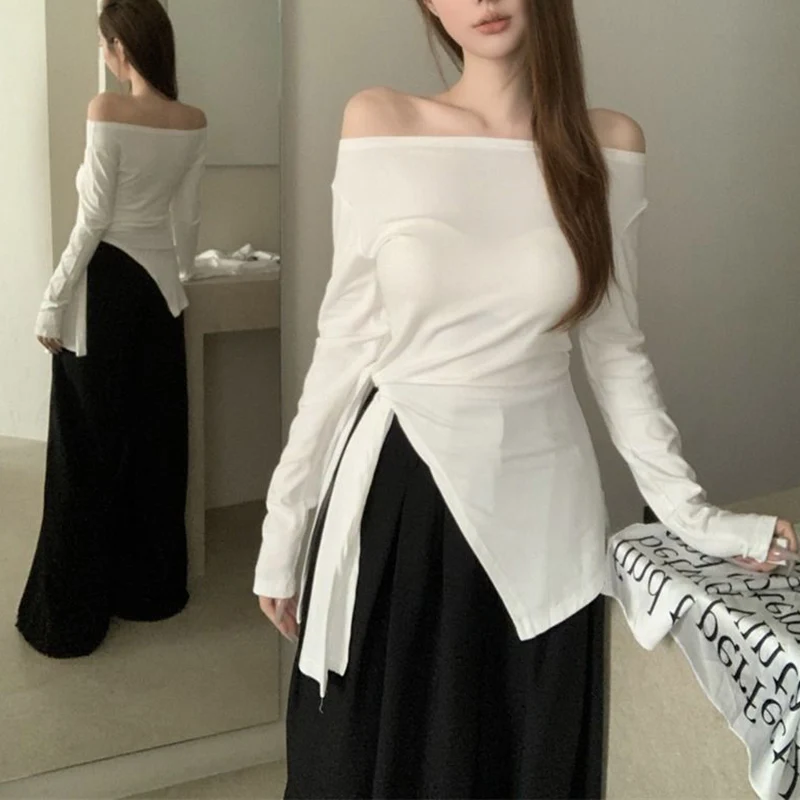 Neue Koreanische Mode Mädchen T-Shirts Langarm-T-Shirts Damen Designer-Oberteile Bequeme Tops Schlanke Passform Dünne Kleidung