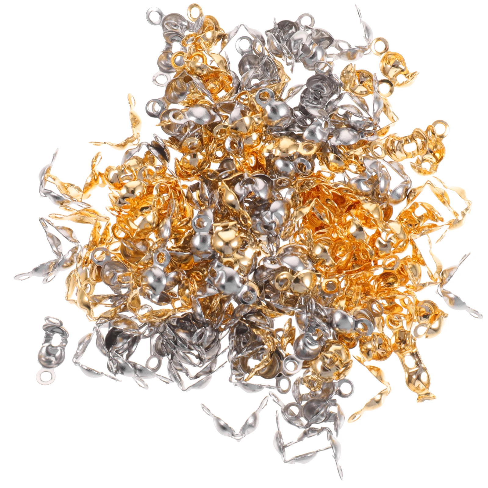 

200pcs DIY Stainless Steel Pack Bead Tips Knot Covers 4x8mm Gold Color Jewelry Making Bracelet Necklace Closure End Buckles