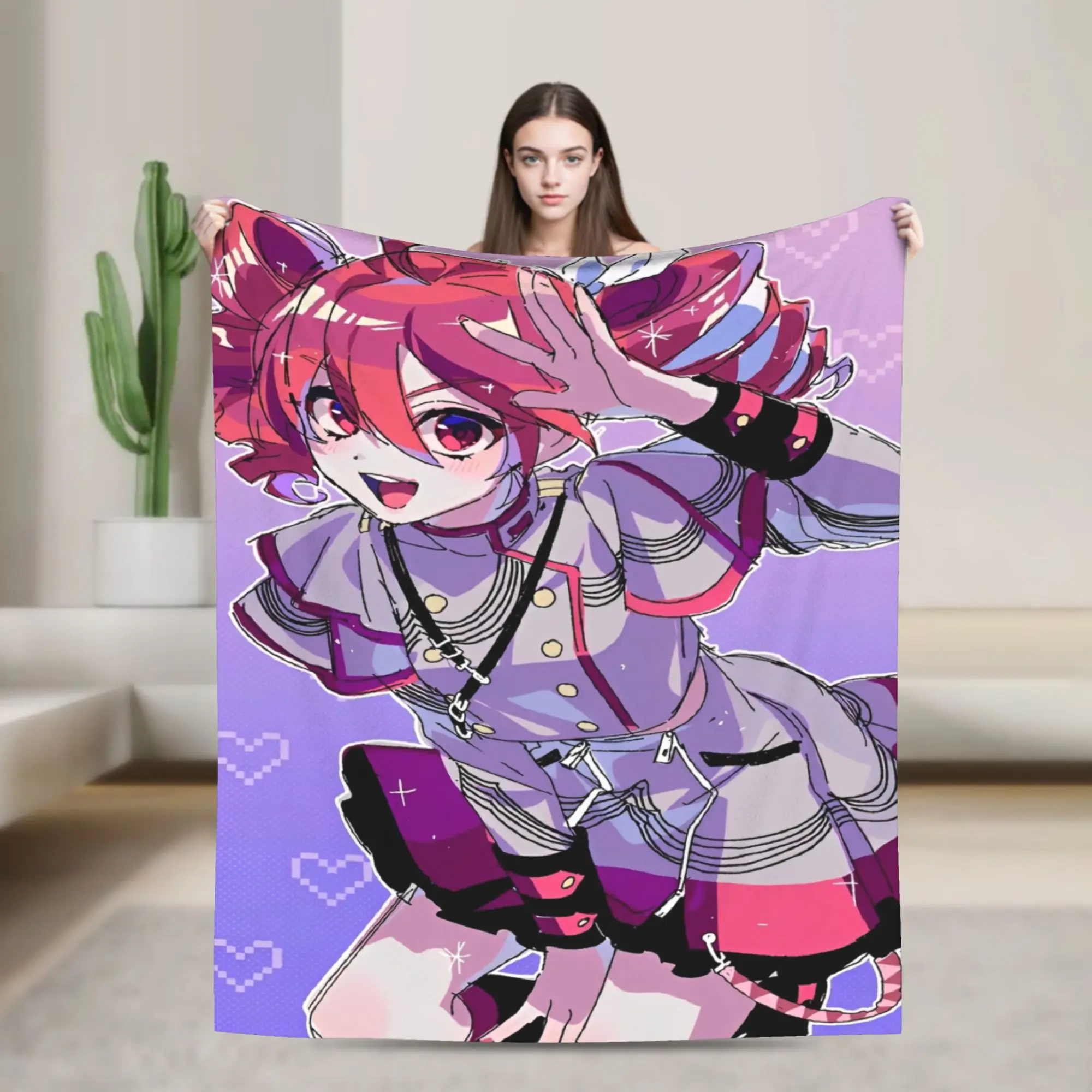 Kasane Teto Blanket Flannel Air Conditioning Kawaii  Vocaloid Girl Multifunction Soft Throw Blanket for Bedding Office Bedspread