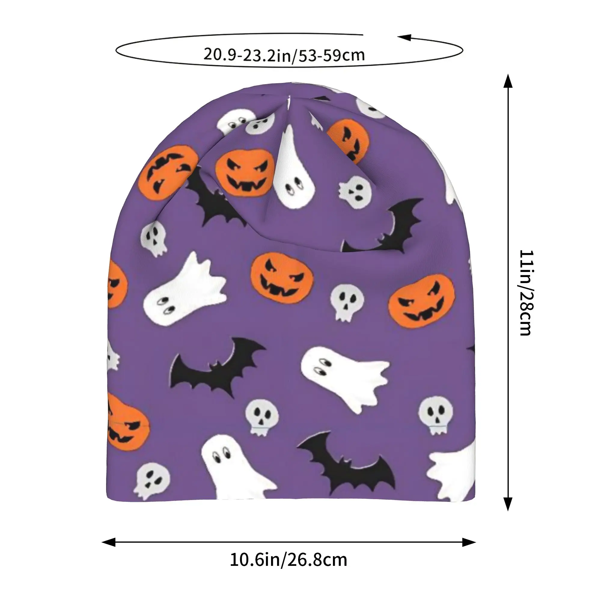 Halloween Ghost Pumpkin Spooky Trick Or Treat Witch Beanie Cap for Men Women Streetwear  Cooling Skull Cap Sweat Wicking