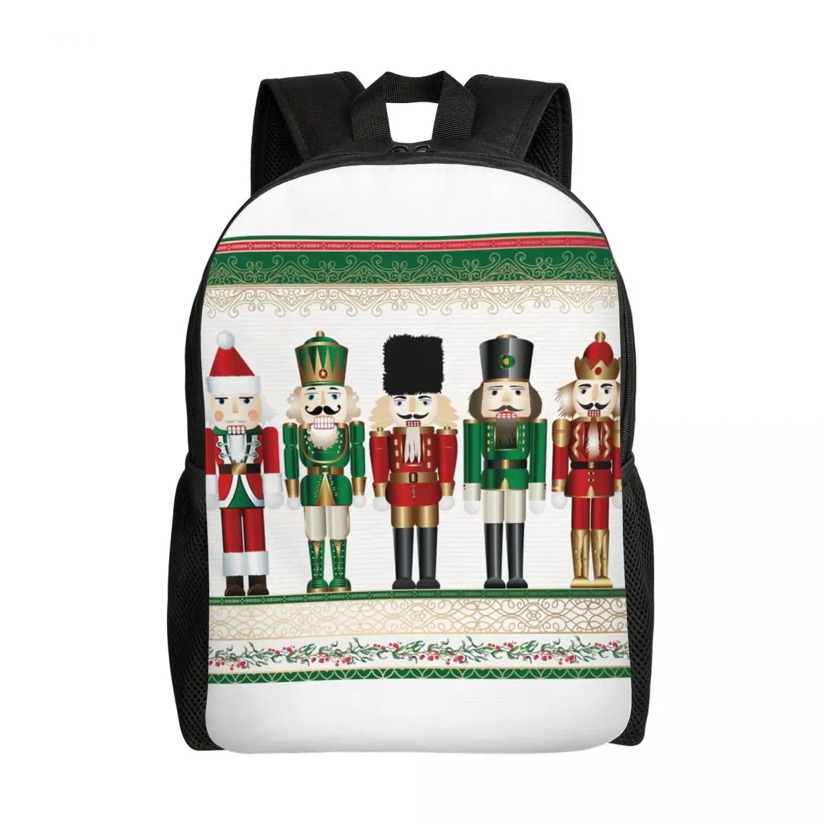 Custom Merry Christmas Nutcrackers Backpacks Women Men Casual Bookbag for School College Nutcracker Soldier Doll Gift Bags