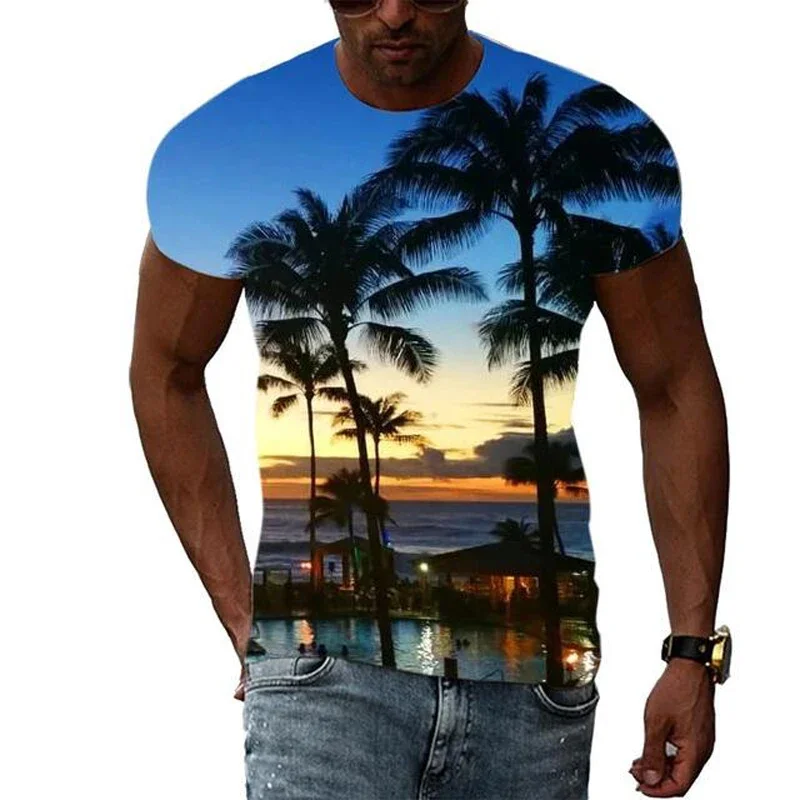 

Tropical Coconut Tree Summer Harajuku Design Fashion Men T shirt Hot Summer 3D All Over Printed Tee Tops shirts Unisex T shirt