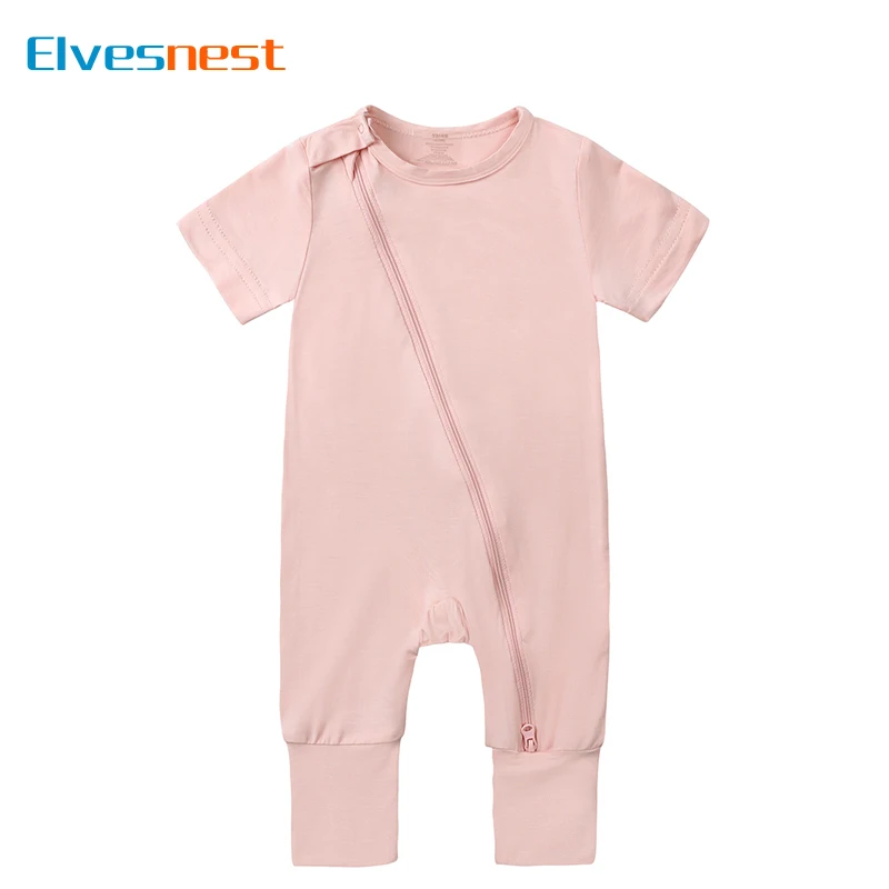 

Fashion Solid Color Baby Girl Romper Summer Baby Clothes Boys Rompers Cotton Short Sleeve Zipper Newborn Rompers 3-24 Months