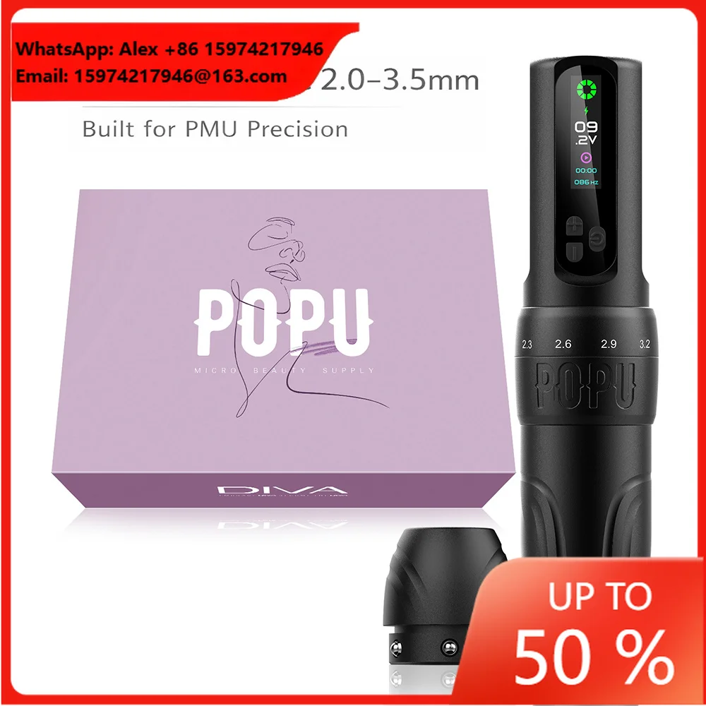 Wholesale POPU Diva Premium Adjustable Stroke PMU Machine Smp Dermografo Professional Wireless PMU Tattoo Eyebrows Machine Pen