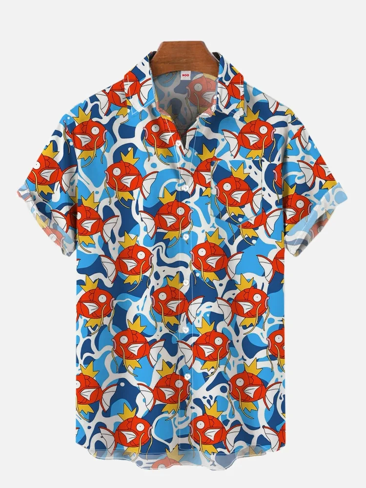 Men's Summer New 3D Printed Colorful Puppy Cartoon Pattern Hawaiian Shirt Casual Printed Floral Short Sleeve Hawaiian Tropical