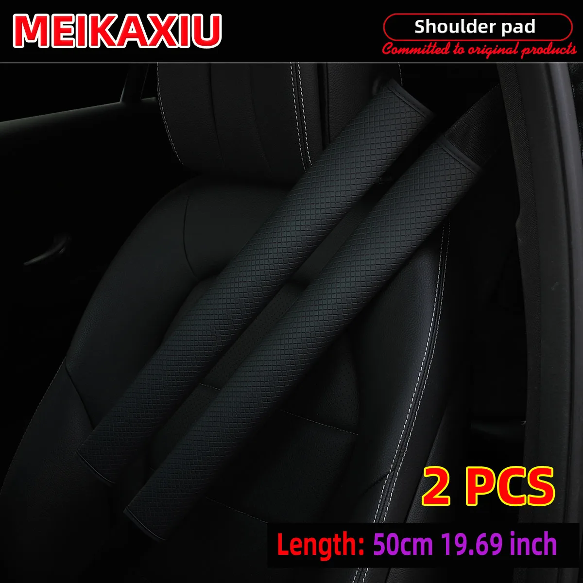 2 Stück, 50 cm, 19,69 Zoll, atmungsaktives Kunstleinen-Mesh-Stoffleder, mehrere Auto-Schulterschützer, Sicherheitsgurt-Dekorationen – Detail 10