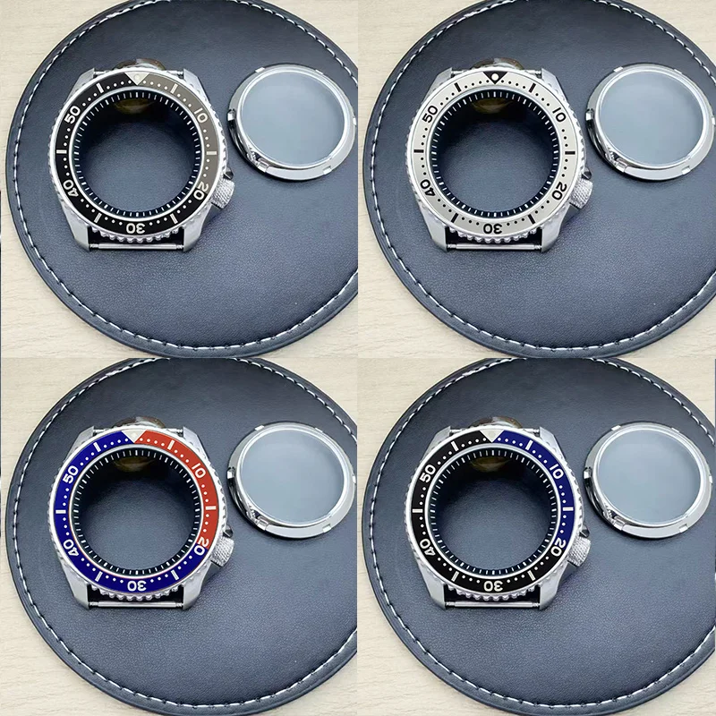 Customized 42mm Silver SKX007 Watch Case Flat Sapphire Glass Fit for NH35 NH36 4R 6R 7S Movement 28.5mm Dial Men Watch Case Mod