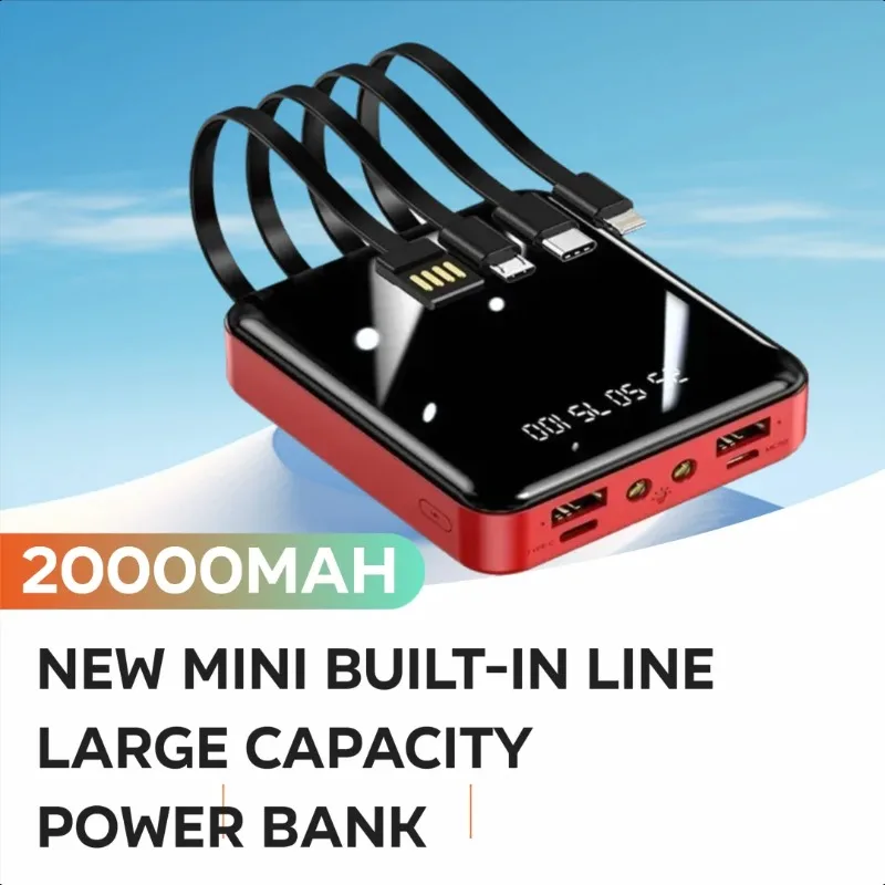 

New Mini Built-in Line Large Capacity Power Bank 20000mAh Fast Charging Mobile Power Supply