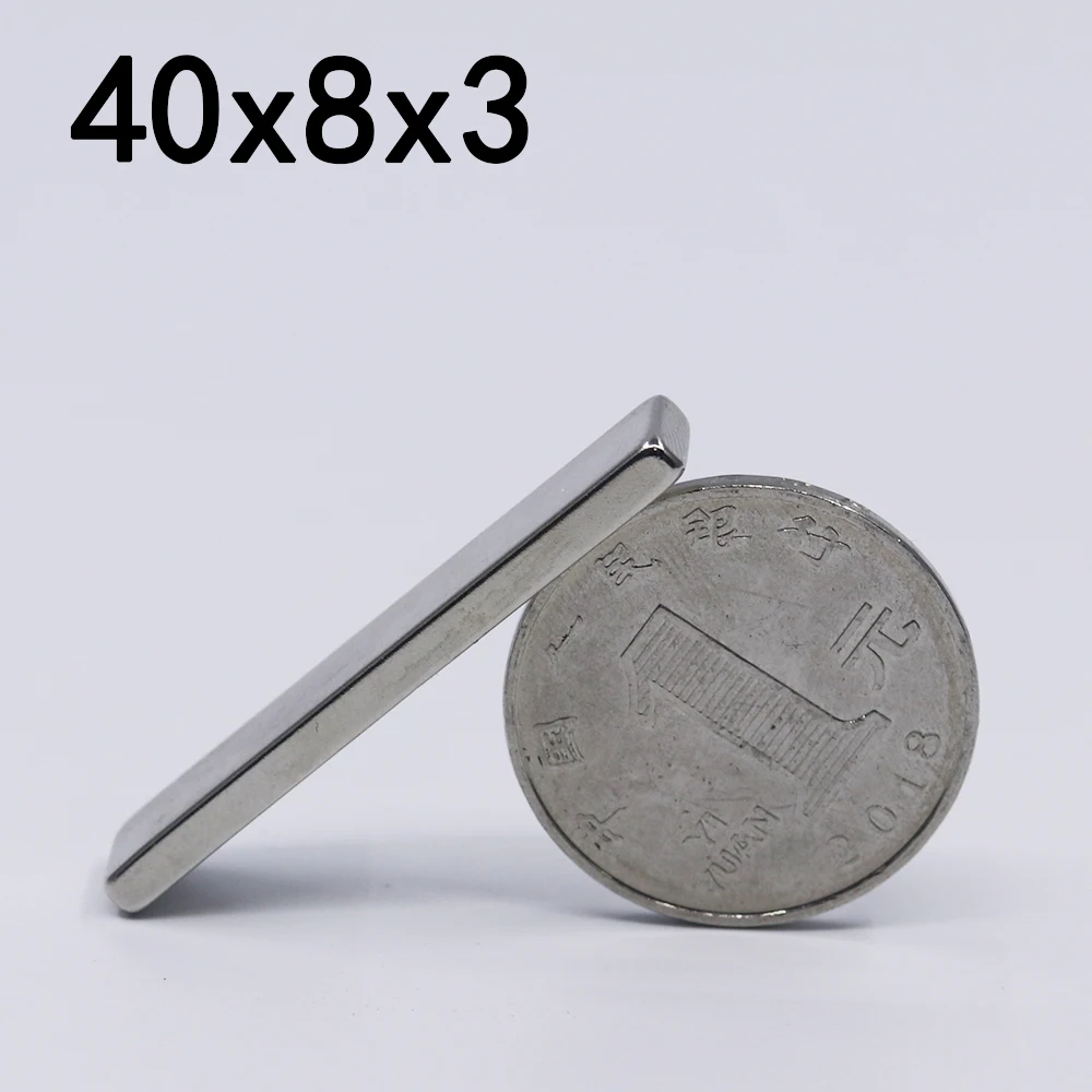 

2/5/10/20Pcs 40x8x3 Neodymium Magnet 40mm x 8mm x 3mm N35 NdFeB Block Super Powerful Strong Permanent Magnetic imanes