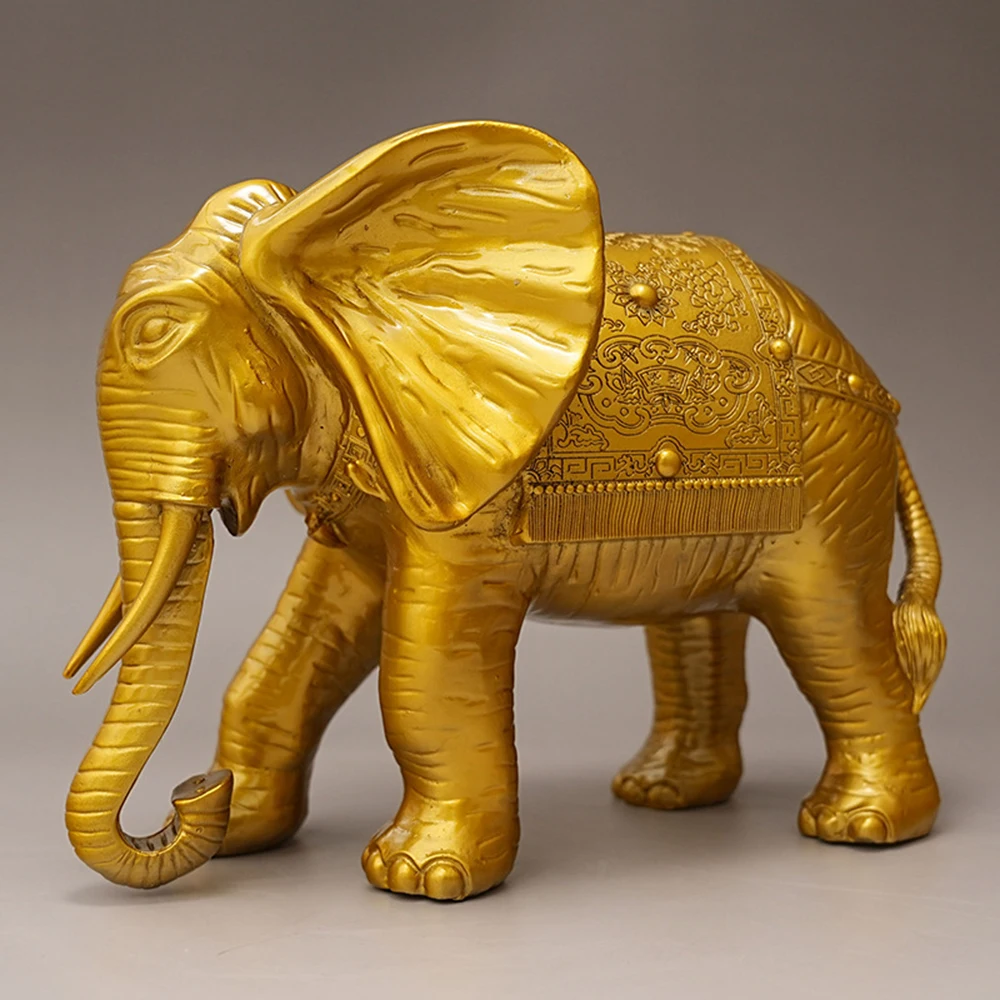 Brass Water‑Absorbing Elephant Figurine, Copper Elephant Statue, Home Living Room Entry Wine Cabinet Decor Craft Ornament, 5inch