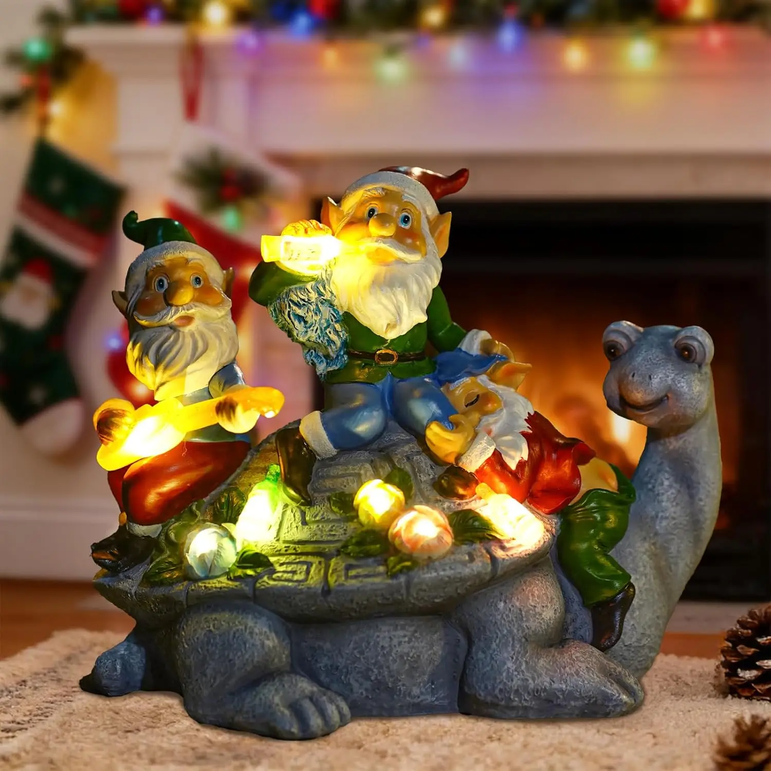 

Solar LED Gnome Statue with Turtle for Garden Decor, Unique Gift for Grandparents