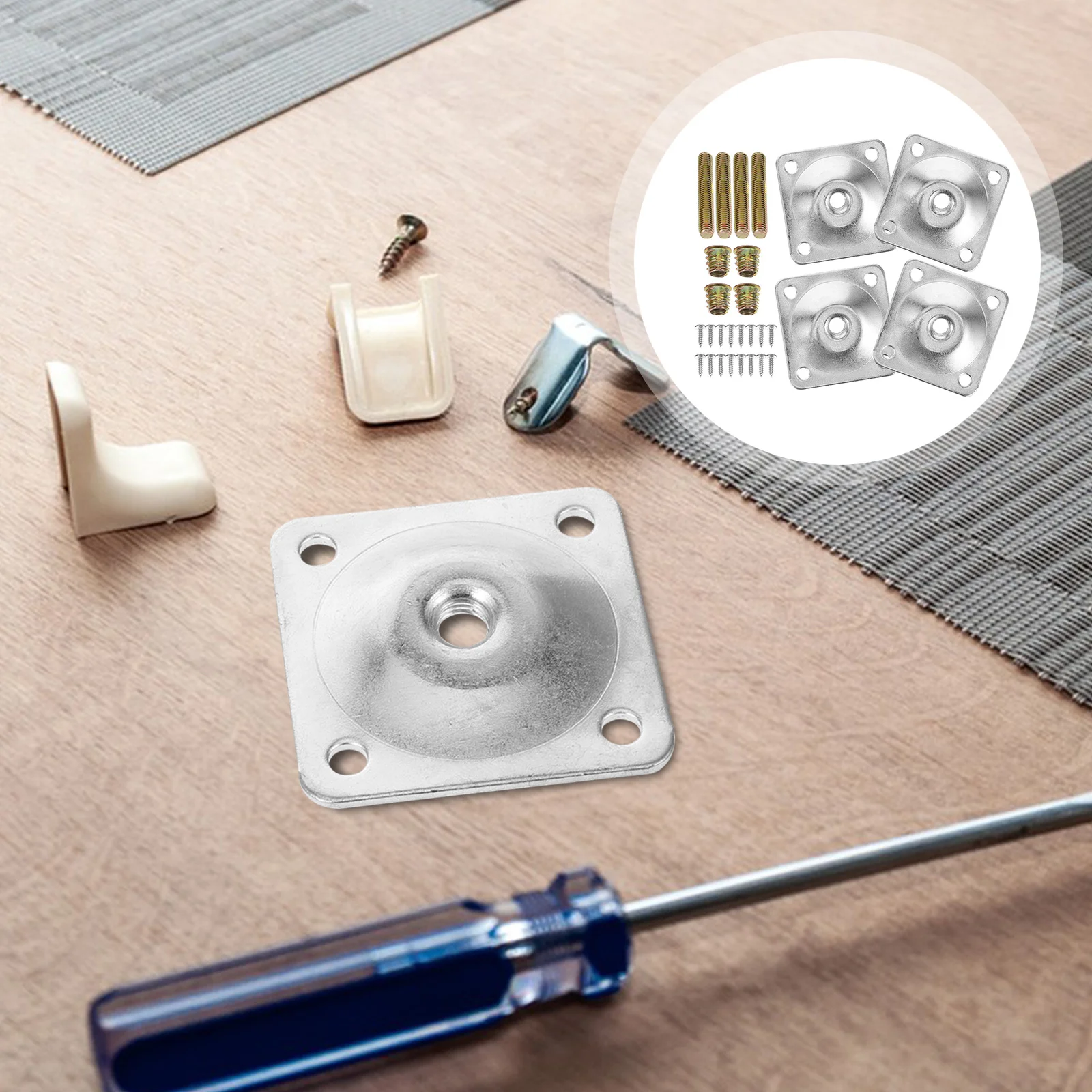 

4Sets Furniture Connectors Durable Table Leg Brackets Easy to Use for Sofa Couch Chair Repair Mounting Plates Table Leg Brackets