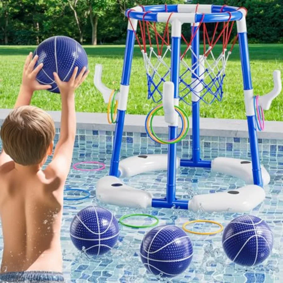 

Pool Basketball Hoop, 2 in 1 Floating Pool Toys with 4 Balls and Inflatable Pump, Indoor Outdoor Water Basketball Swimming Pool