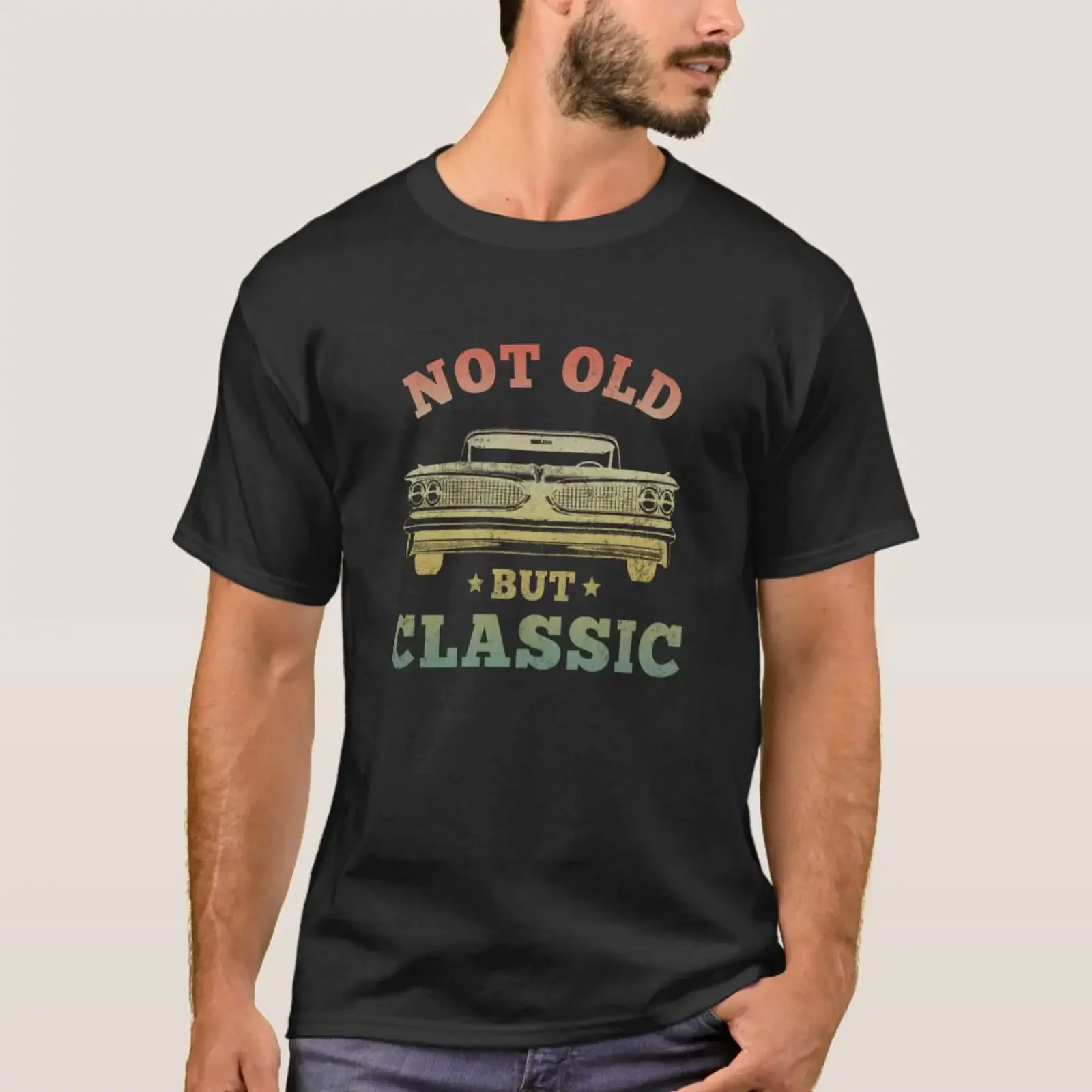 Not Old but Classic Men Dad Grandpa Oldtimer Car T Shirt vintage Washed Soft Top For Everyday Wear fashion Stretched